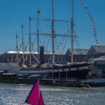 Sailing yacht & SS Great Britain in Bristol's Floating Harbour